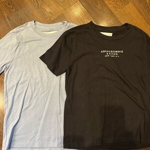 Abercrombie & Fitch Black and Light Blue Short Sleeve Tees
